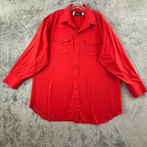 Vintage Panhandle Slim Western Snap Shirt 2XL 18.5-35 Red‎ Long Sleeve Pockets